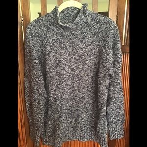 LL Bean Navy Blue Cotton Ragg Funnelneck Pullover